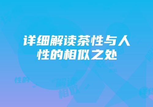 详细解读茶性与人性的相似之处