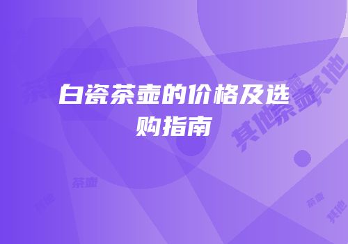 白瓷茶壶的价格及选购指南