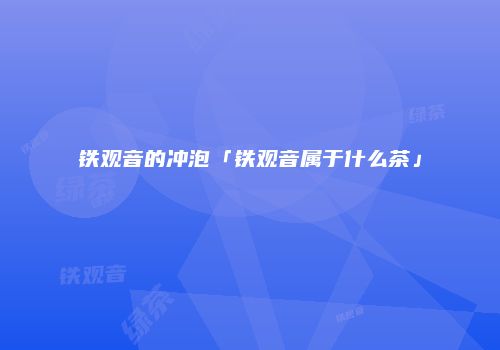 铁观音的冲泡「铁观音属于什么茶」