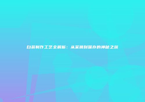 白茶制作工艺全解析：从采摘到保存的神秘之旅