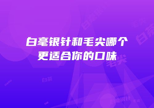 白毫银针和毛尖哪个更适合你的口味