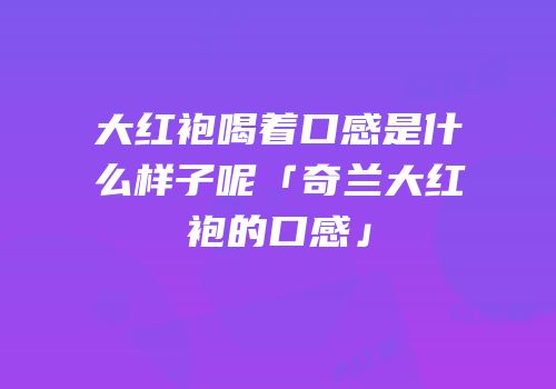 大红袍喝着口感是什么样子呢「奇兰大红袍的口感」