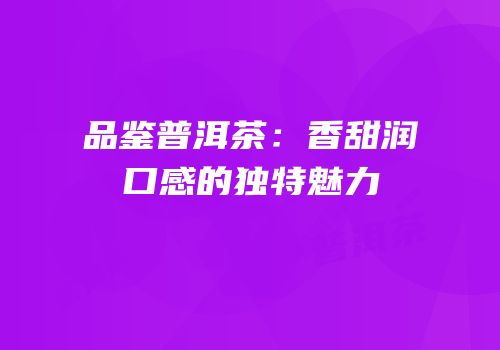 品鉴普洱茶：香甜润口感的独特魅力