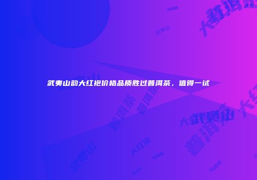 武夷山韵大红袍价格品质胜过普洱茶，值得一试