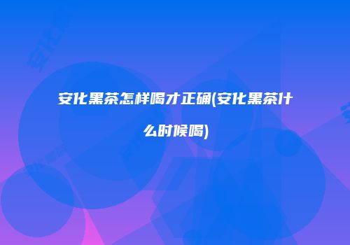 安化黑茶怎样喝才正确(安化黑茶什么时候喝)
