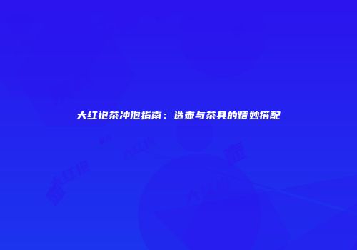 大红袍茶冲泡指南：选壶与茶具的精妙搭配