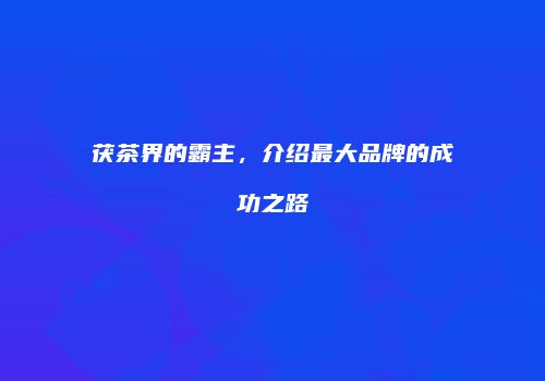 茯茶界的霸主，介绍最大品牌的成功之路