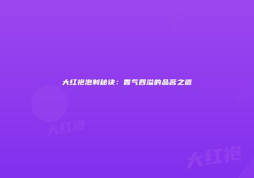 大红袍泡制秘诀：香气四溢的品茗之道