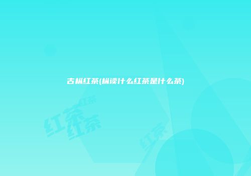 古枞红茶(枞读什么红茶是什么茶)