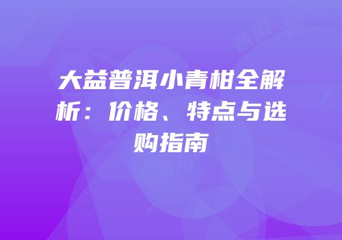 大益普洱小青柑全解析：价格、特点与选购指南
