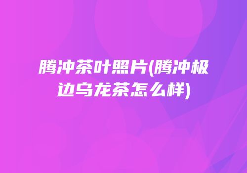 腾冲茶叶照片(腾冲极边乌龙茶怎么样)