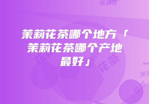 茉莉花茶哪个地方「茉莉花茶哪个产地最好」