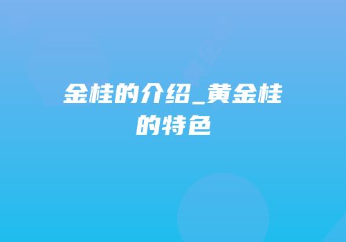 金桂的介绍_黄金桂的特色