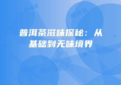 普洱茶滋味探秘：从基础到无味境界
