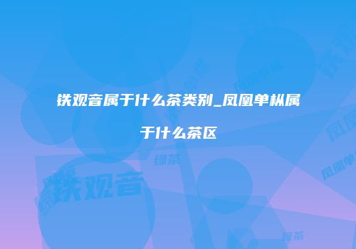 铁观音属于什么茶类别_凤凰单枞属于什么茶区