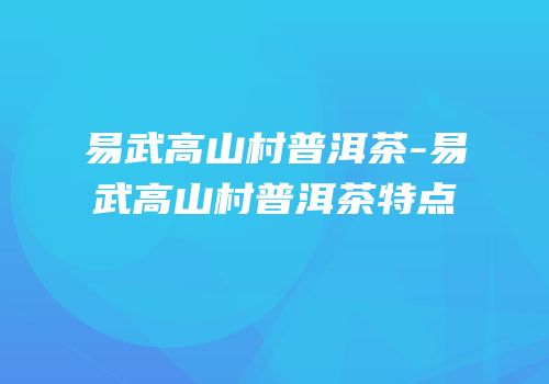 易武高山村普洱茶-易武高山村普洱茶特点