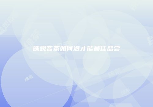 铁观音茶如何泡才能最佳品尝