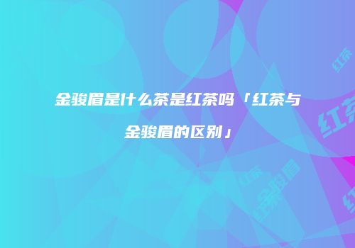 金骏眉是什么茶是红茶吗「红茶与金骏眉的区别」