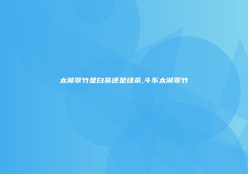 太湖翠竹是白茶还是绿茶,斗东太湖翠竹