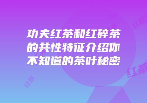 功夫红茶和红碎茶的共性特征介绍你不知道的茶叶秘密