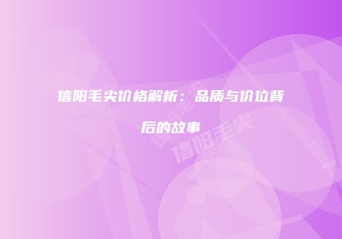 信阳毛尖价格解析：品质与价位背后的故事