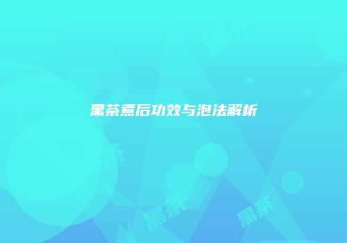 黑茶煮后功效与泡法解析