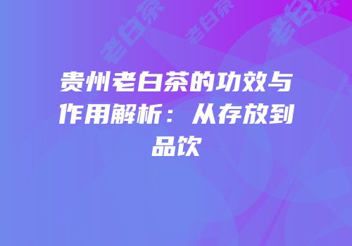 贵州老白茶的功效与作用解析：从存放到品饮