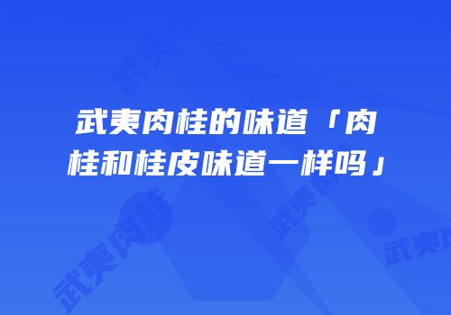 武夷肉桂的味道「肉桂和桂皮味道一样吗」