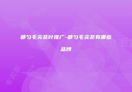 都匀毛尖茶叶推广-都匀毛尖茶有哪些品牌