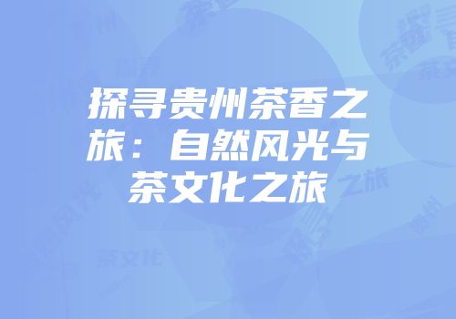 探寻贵州茶香之旅：自然风光与茶文化之旅