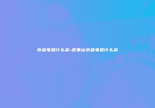 水金龟是什么茶-武夷山水金龟是什么茶