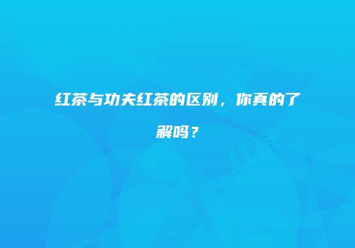 红茶与功夫红茶的区别，你真的了解吗？