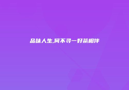 品味人生,何不寻一好茶相伴