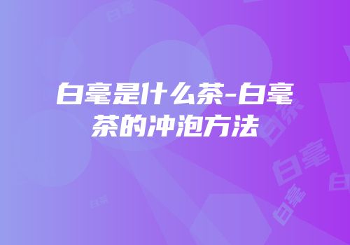白毫是什么茶-白毫茶的冲泡方法