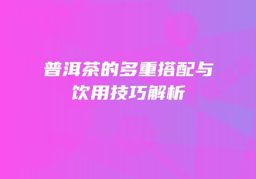普洱茶的多重搭配与饮用技巧解析