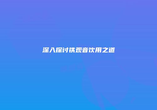 深入探讨铁观音饮用之道