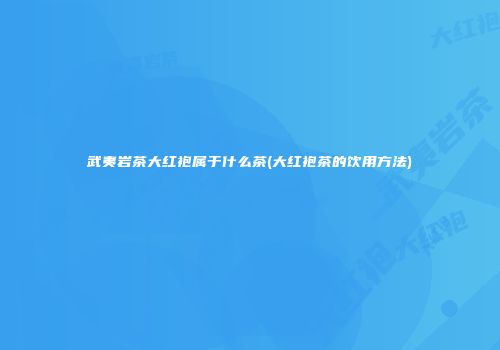 武夷岩茶大红袍属于什么茶(大红袍茶的饮用方法)