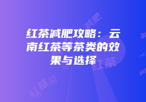 红茶减肥攻略：云南红茶等茶类的效果与选择