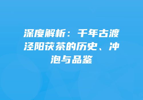 深度解析：千年古渡泾阳茯茶的历史、冲泡与品鉴