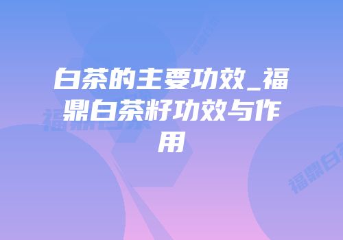 白茶的主要功效_福鼎白茶籽功效与作用