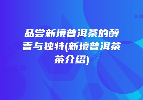 品尝新境普洱茶的醇香与独特(新境普洱茶茶介绍)