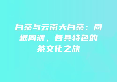白茶与云南大白茶：同根同源，各具特色的茶文化之旅