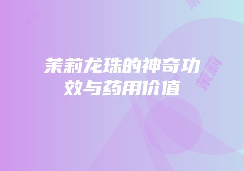 茉莉龙珠的神奇功效与药用价值