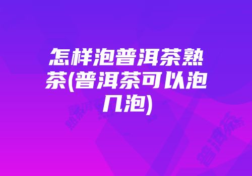 怎样泡普洱茶熟茶(普洱茶可以泡几泡)