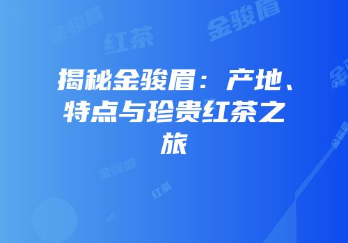 揭秘金骏眉：产地、特点与珍贵红茶之旅