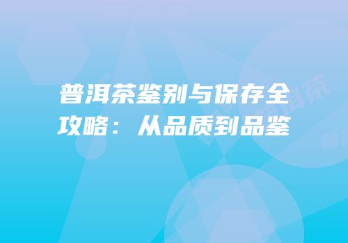 普洱茶鉴别与保存全攻略：从品质到品鉴