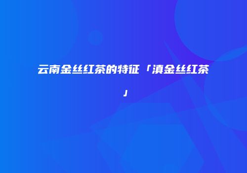 云南金丝红茶的特征「滇金丝红茶」