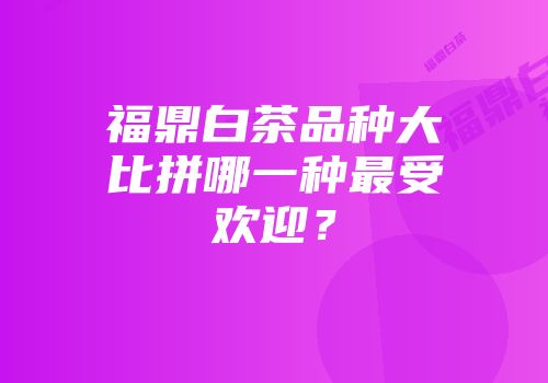 福鼎白茶品种大比拼哪一种最受欢迎？