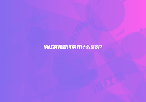 滇红茶和普洱茶有什么区别？