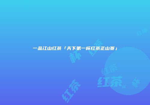 一品江山红茶「天下第一杯红茶正山赛」